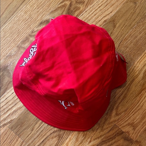 Head Gear Red Bucket Hat with Betty Boop Cartoon Patches o/s Adult new - Picture 7 of 9